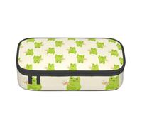 BHHJKK Cute Cartoon Frog Pattern Pencil Case Big Capacity Pencil Pouch Makeup Bag Office Supplies Stationery Pencil Box with Zipper
