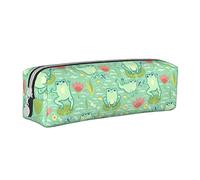 BHHJKK Cute Cartoon Frog Pattern Pencil Case Holder Pouch with Zipper Leather Pen Pencil Bags Box Organizer Cosmetic Makeup Bag Storage Bag