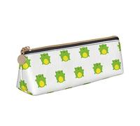 BHHJKK Cute Cartoon Frog Pattern Triangle Pencil Case Leather Pen Pouch Cosmetics Bags Desk Stationery Organizer Box Holder for Office Women Men