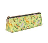 BHHJKK Cute Cartoon Giraffe Pattern Triangle Pencil Case Leather Pen Pouch Cosmetics Bags Desk Stationery Organizer Box Holder for Office Women Men