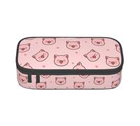 BHHJKK Cute Cartoon Pig Pattern Pencil Case Large Capacity Pencil Box Pouch Cute Stationary for Women Men Adult