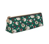 BHHJKK Cute Cartoon Sheep Pattern Triangle Pencil Case Leather Pen Pouch Cosmetics Bags Desk Stationery Organizer Box Holder for Office Women Men