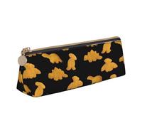 BHHJKK Cute Dinosaur Chicken Nuggets Triangle Pencil Case Leather Pen Pouch Cosmetics Bags Desk Stationery Organizer Box Holder for Office Women Men