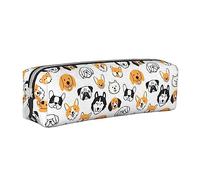 BHHJKK Cute Dog Print Pattern Pencil Case Holder Pouch with Zipper Leather Pen Pencil Bags Box Organizer Cosmetic Makeup Bag Storage Bag