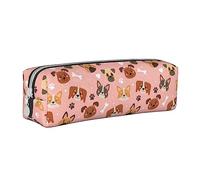 BHHJKK Cute Dog Print Pattern Pencil Case Holder Pouch with Zipper Leather Pen Pencil Bags Box Organizer Cosmetic Makeup Bag Storage Bag