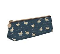 BHHJKK Cute Labrador Dog Triangle Pencil Case Leather Pen Pouch Cosmetics Bags Desk Stationery Organizer Box Holder for Office Women Men