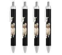 BHHJKK Cute Sloth Alpaca Llama Retractable Ballpoint Pen 0.5mm Ball Point Pens Smooth Writing and Soft Grip for Office Desk Supplies,4 PCS