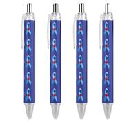 BHHJKK Diabetes Awareness Month Blue Ribbon Retractable Ballpoint Pen Writing Ballpoint Black Ink Ball Pens Gifts for Students Office Stationery Supplies