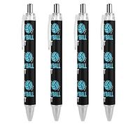 BHHJKK Eat Sleep Volleyball Repeat Retractable Ballpoint Pen Blue Ink Ball Point Pens Work Pen for Men Women 4 PCS