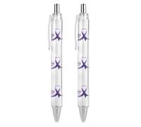 BHHJKK Epilepsy Awareness Month Purple Ribbon Retractable Ballpoint Pen Writing Ballpoint Black Ink Ball Pens Gifts for Students Office Stationery Supplies