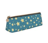 BHHJKK Five-Pointed Star Print Pattern Leather Pencil Case,Small and Convenient to Carry,Women's Fashionable Triangular Leather Pencil Case,Multifunctional Zippered Desk Storage Box Travel Makeup Bag