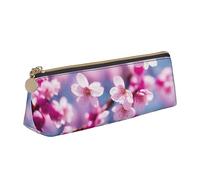 BHHJKK Flowers Photography Leather Pencil Case,Small and Convenient to Carry,Women's Fashionable Triangular Leather Pencil Case,Multifunctional Zippered Desk Storage Box Travel Makeup Bag