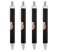 BHHJKK Funny Cat Flying A Pizza Astronaut Ballpoint Pen Retractable Ball Pen Work Pen Rolling Ball Pens for Office School Supplies,4 PCS