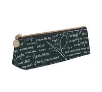 BHHJKK Handwritten Math Formulas Pattern Triangle Pencil Case Leather Pen Pouch Cosmetics Bags Desk Stationery Organizer Box Holder for Office Women Men
