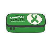 BHHJKK I Wear Green for Mental Health Awareness Month Pencil Case Large Capacity Pencil Box Pouch Cute Stationary for Women Men Adult