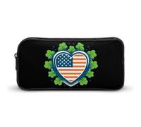 BHHJKK Irish American Flag St Patricks Day Pencil Case Large Pencil Pouch Pen Bag Zip Pen Organizer Makeup Bag for Women Men