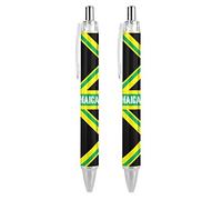 BHHJKK Jamaica Jamaican Kingdom Flag Black Retractable Ballpoint Pen 0.5mm Fine Point Work Pen Quick Dry Smooth Write Pens 1 PCS, style, csdgr452