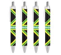 BHHJKK Jamaica Jamaican Kingdom Flag Black Retractable Ballpoint Pen 0.5mm Fine Point Work Pen Quick Dry Smooth Write Pens 1 PCS, style, csdgr452