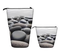 BHHJKK Khiry Standing Pencil Case Pencil Holder Grey Stones Picture Telescopic Stationery Case for Office Stand-up Organizer Retractable Pencil Pouch Pencil Bag Pen Holder for Work 7 Ã- 5.7 in
