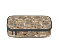 BHHJKK Large Capacity Compartment Cute Dog Bone Bowl Woof Paw Print Pencil case Storage Bag for Office Supplies