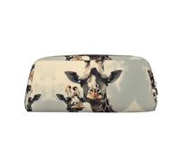 BHHJKK Leather Zipper Pencil Case High Capacity Pencil Bag Retro Griaffe Printed Pencil Case Organizer Office Storage