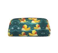 BHHJKK Leather Zipper Pencil Case High Capacity Pencil Bag Rubber Ducks Printed Pencil Case Organizer Office Storage