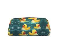 BHHJKK Leather Zipper Pencil Case High Capacity Pencil Bag Rubber Ducks Printed Pencil Case Organizer Office Storage