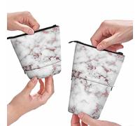 BHHJKK Marble Pencil Case Elegant Gold Texture Beautiful Abstract Glitter Marbling Standing Pencil Case Pencil Pouch Pencil Holder Rose Gold