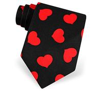 BHHJKK Men's Black With Red Hearts Valentine's Day Necktie Tie Neckwear