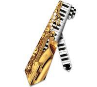 BHHJKK Music Ties Mens Jazz Saxophone Piano Necktie