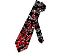 BHHJKK Music Ties Mens Music Note Instrument Necktie Red Tie