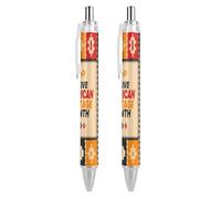 BHHJKK Native American Heritage Month Indigenous Pride Ballpoint Pens Fine Point (0.5mm) Retractable Smooth Writing Pens Black Ink Gel Pens 2 PCS