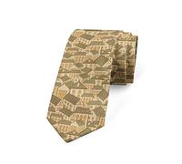 BHHJKK Necktie,Village Town Houses Roofs,3.7",Reseda Green Sand Brown