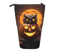 BHHJKK Owl Pumpkin Happy Halloween Telescopic Pencil Case Pencil Pouch Holder,Organizer Stationery Pen Case Box with Zipper