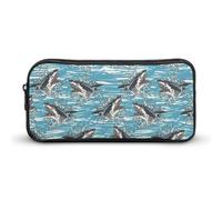 BHHJKK Pencil Bag Ocean Killer Whale Orca Art Pen Bag Pouch, Large Stationery Case Pencil Organizer Box with Zipper, Portable Makeup Bag for Office Travel