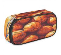 BHHJKK Pencil Case for Girls Boys Basketballs Pencil Pouch Kids Teen Pencil Bags with Zipper PU Leather Pencil Organizer School Pencil Box Marker Case Organizer