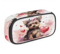 BHHJKK Pencil Case for Girls Boys Cute Dog Love Heart Pencil Pouch Kids Teen Pencil Bags with Zipper PU Leather Pencil Organizer School Pencil Box Marker Case Organizer