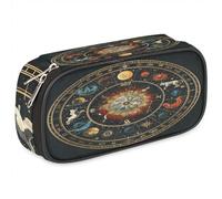 BHHJKK Pencil Case for Girls Boys Ethnic Horoscopes Pencil Pouch Kids Teen Pencil Bags with Zipper PU Leather Pencil Organizer School Pencil Box Marker Case Organizer