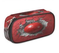 BHHJKK Pencil Case for Girls Boys Football Hitting The Wall Pencil Pouch Kids Teen Pencil Bags with Zipper PU Leather Pencil Organizer School Pencil Box Marker Case Organizer