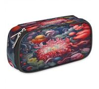 BHHJKK Pencil Case for Girls Boys Tropical Bloom Pencil Pouch Kids Teen Pencil Bags with Zipper PU Leather Pencil Organizer School Pencil Box Marker Case Organizer