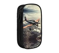BHHJKK Pencil Case Retro Airplane Printed Double Layer Pencil Bag High Capacity Pencil Case Pouch Organizer Office Storage