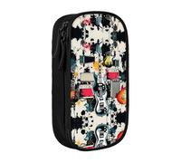 BHHJKK Pencil Case Rock Music Pattern Printed Double Layer Pencil Bag High Capacity Pencil Case Pouch Organizer Office Storage