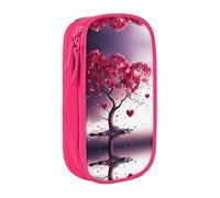 BHHJKK Pencil Case Romantic Hearts Leaves Tree Printed Double Layer Pencil Bag High Capacity Pencil Case Pouch Organizer Office Storage