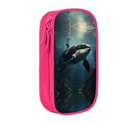 BHHJKK Pencil Case Sea Underwater Whale Printed Double Layer Pencil Bag High Capacity Pencil Case Pouch Organizer Office Storage