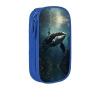 BHHJKK Pencil Case Sea Underwater Whale Printed Double Layer Pencil Bag High Capacity Pencil Case Pouch Organizer Office Storage