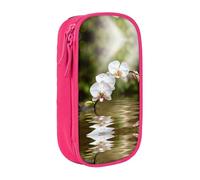 BHHJKK Pencil Case White Orchid in The Pond Printed Double Layer Pencil Bag High Capacity Pencil Case Pouch Organizer Office Storage