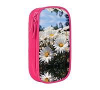 BHHJKK Pencil Case Wild White Daisies Printed Double Layer Pencil Bag High Capacity Pencil Case Pouch Organizer Office Storage
