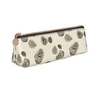BHHJKK Pine Cones Pattern Triangle Pencil Case Leather Pen Pouch Cosmetics Bags Desk Stationery Organizer Box Holder for Office Women Men