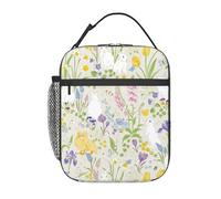 BHHJKK Portable Insulated Lunch Bag Cute Bunny Duckling Bloomy Spring Cooler Lunch Container Thick Reusable Lunch Box Tote Bag for Work Picnic School Kids