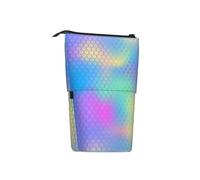 BHHJKK Rainbow Mermaid Scale Standing Pencil Case Telescopic Pencil Holder Pouch Cosmetics Bags Desk Stationery Organizer Box for Office Supplies